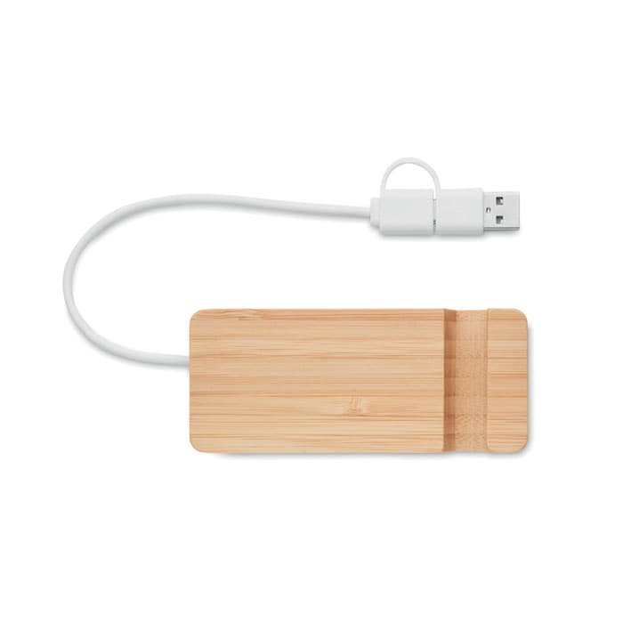 HUBSTAND 4-portowy bambusowy hub USB