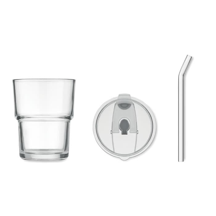SIP Szklany kubek ze słomką 400ml