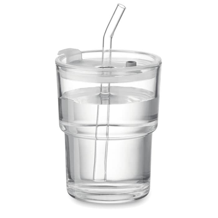 SIP Szklany kubek ze słomką 400ml
