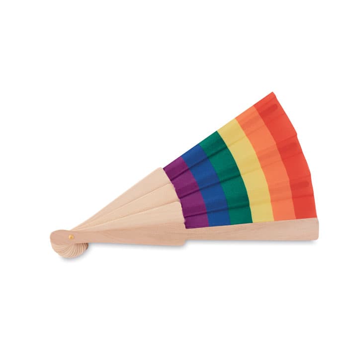 BOWFAN Tęczowy drewniany wachlarz
