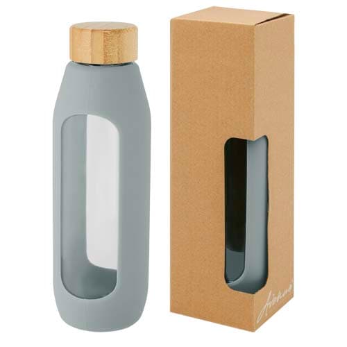 Tidan Butelka z borokrzemianowego szkła o pojemności 600 ml z silikonowym uchwytem