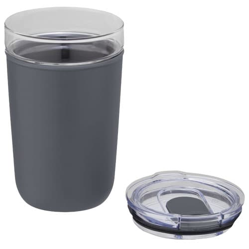 Szklany kubek Bello o pojemności 420 ml z zewnętrzną ścianką z plastiku z recyklingu
