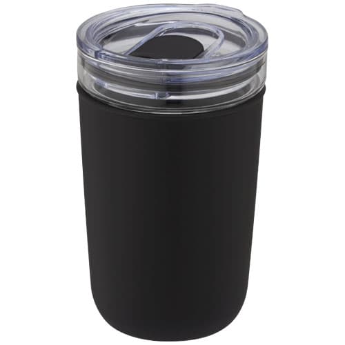 Szklany kubek Bello o pojemności 420 ml z zewnętrzną ścianką z plastiku z recyklingu