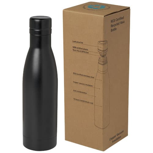 Vasa butelka ze stali nierdzwenej z recyklingu z miedzianą izolacją próżniową o pojemności 500 ml posiadająca certyfikat RCS