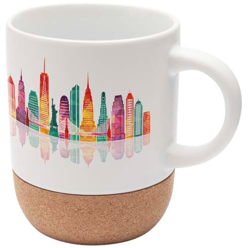 Billie kubek ceramiczny z nadrukiem sublimacyjnym o pojemności 300 ml z detalami z korka