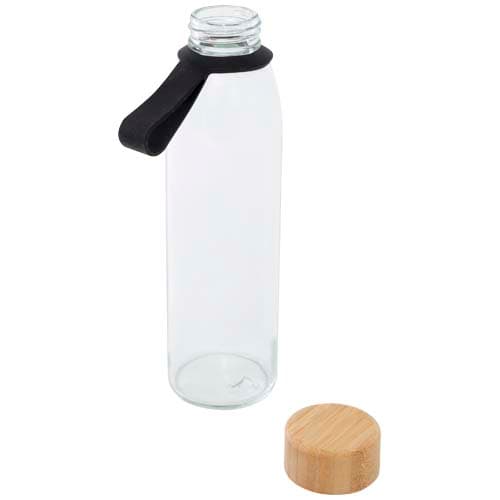 Szklana butelka na wodę Porto o pojemności 500 ml, z silikonowym uchwytem i z bambusową zakrętką