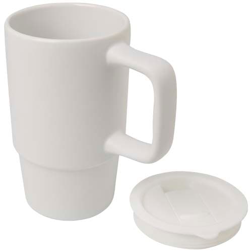 Carter kubek ceramiczny o pojemności 450 ml z plastikową pokrywką