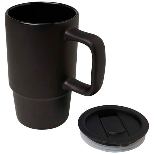 Carter kubek ceramiczny o pojemności 450 ml z plastikową pokrywką