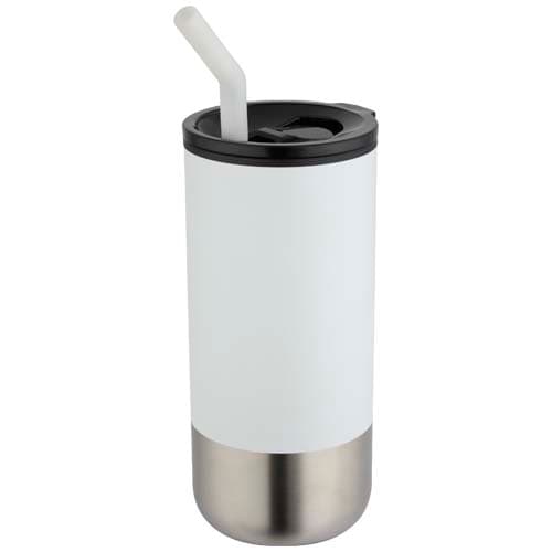Grayson izolowany kubek z certyfikatem RCS z recyklingu o pojemności 480 ml z silikonową słomką