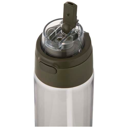 Bidon na wodę Theron o pojemności 700 ml, wykonany z tworzywa sztucznego pochodzącego z recyklingu (RCS), z pokrywką o podwój