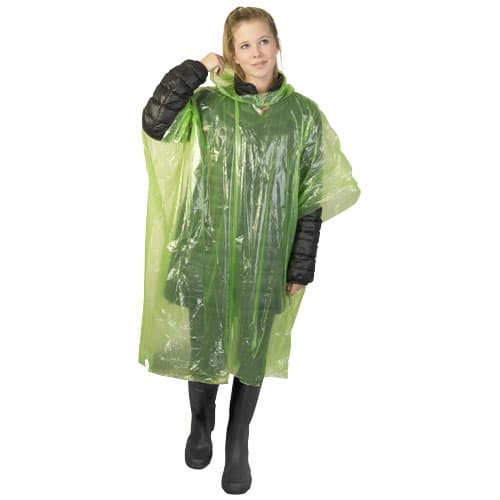 Mayan jednorazowe poncho przeciwdeszczowe z recyklingu z certyfikatem GRS, z pokrowcem do przechowywania