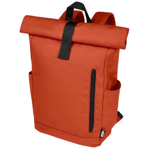 Byron plecak na laptopa 15,6 cala z tworzywa RPET z certyfikatem GRS z zawijanym zamknięciem, 18 l