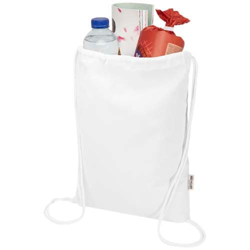 Oregon Blend torba ściągana sznurkiem z materiału materiału z recyklingu, 140 g/m², 5 l, posiadająca certyfikat GRS