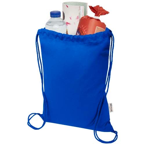 Oregon Blend torba ściągana sznurkiem z materiału materiału z recyklingu, 140 g/m², 5 l, posiadająca certyfikat GRS