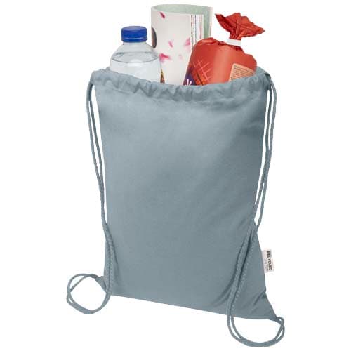 Oregon Blend torba ściągana sznurkiem z materiału materiału z recyklingu, 140 g/m², 5 l, posiadająca certyfikat GRS
