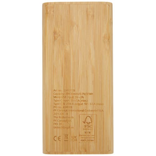 Powerbank Tulda o pojemności 10,000 mAh wykonany z bambusa