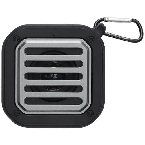 Solo plastikowy głośnik solarny Bluetooth® IPX5 o mocy 3 W z karabińczykiem wykonany z tworzywa pochodzącego z recyklingu z c