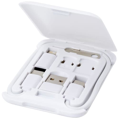 Savvy modułowy kabel do ładowania z tworzyw sztucznych pochodzących z recyklingu z uchwytem na telefon