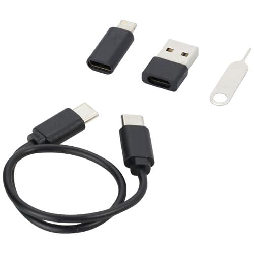 Savvy modułowy kabel do ładowania z tworzyw sztucznych pochodzących z recyklingu z uchwytem na telefon