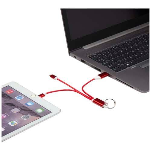 Metal kabel do ładowania 4 w 1 z aluminium z recyklingu z łańcuchem do kluczy