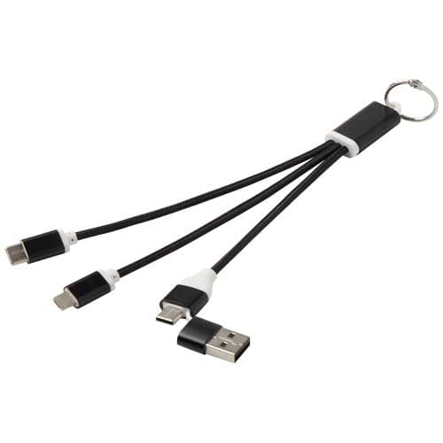 Metal kabel do ładowania 4 w 1 z aluminium z recyklingu z łańcuchem do kluczy