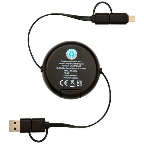 Alasia zwijany kabel do synchronizacji danych i szybkiego ładowania 5 w 1 45 W o długości 100 cm z tworzyw sztucznych i alumi