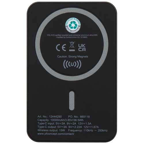 Acrab magnetyczny bezprzewodowy powerbank o pojemności 10 000 mAh i mocy 15 W z technologią 20 W PD — wykonany z tworzyw sztu