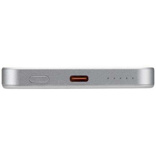 Powerbank Avis 5000 mAh z recyklingowanego aluminium posiadającego certyfikację RCS, z wbudowanym magnesem