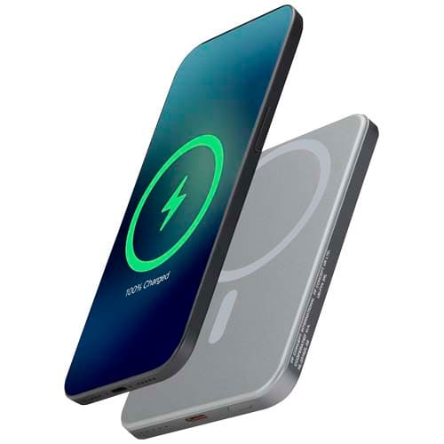 Powerbank Avis 5000 mAh z recyklingowanego aluminium posiadającego certyfikację RCS, z wbudowanym magnesem