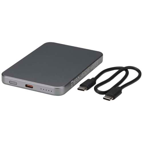 Powerbank Avis 5000 mAh z recyklingowanego aluminium posiadającego certyfikację RCS, z wbudowanym magnesem
