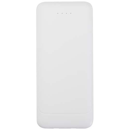 Adhil powerbank o pojemności 10.000 mAh i mocy 10 W z tworzyw sztucznych pochodzących z recyklilngu z 2 wbudowanymi kablami