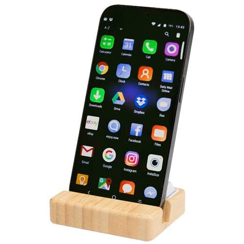 Algol stojak na telefon i zabawka sensoryczna z tworzyw sztucznych pochodzących z recylingu z elementami bambusowymi