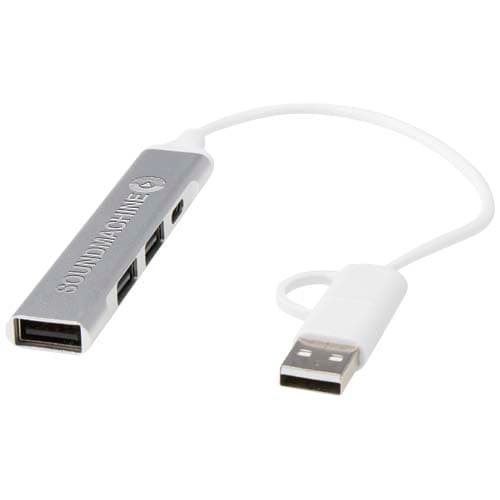 Alkaid 4-portowy hub USB-A i typu C z podwójnym wejściem wykonany z aluminium z recyklingu