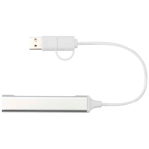 Alkaid 4-portowy hub USB-A i typu C z podwójnym wejściem wykonany z aluminium z recyklingu