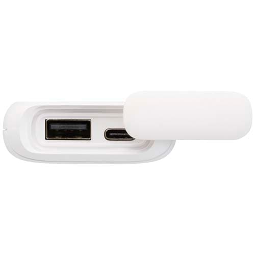 Alkes wodoodporny powerbank z karabińczykiem o pojemności 5000 mAh i mocy 12 W, wykonany z tworzyw sztucznych pochodzących z
