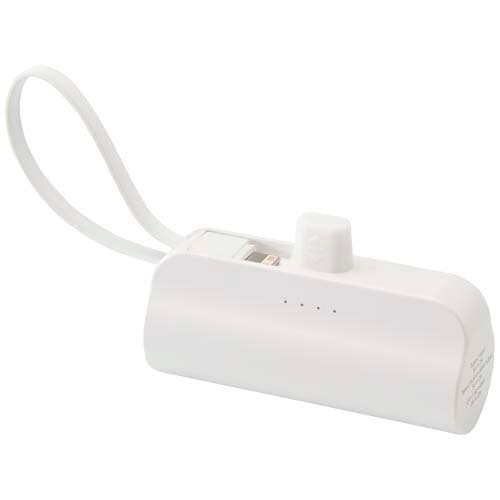 Alnair powerbank o pojemności 5000 mAh i mocy 10 W, wykonany z tworzyw sztucznych pochodzących z recyklingu, z wbudowaną pods
