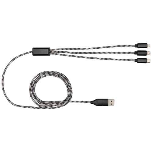 Alphecca - kabel ładujący 5 w 1 wykonany z recyklingowanego aluminium i tworzywa RPET