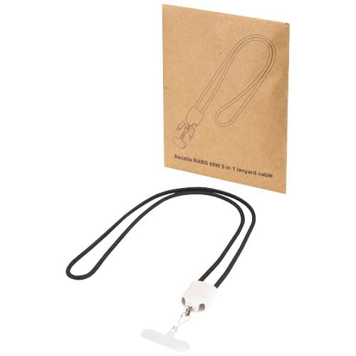 Ion 65 W 5 w 1 - kabel do ładowania z funkcją smyczy na szyję, wykonany z tworzywa sztucznego pochodzącego z recyklingu
