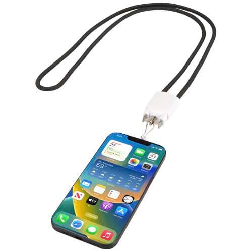 Ion 65 W 5 w 1 - kabel do ładowania z funkcją smyczy na szyję, wykonany z tworzywa sztucznego pochodzącego z recyklingu
