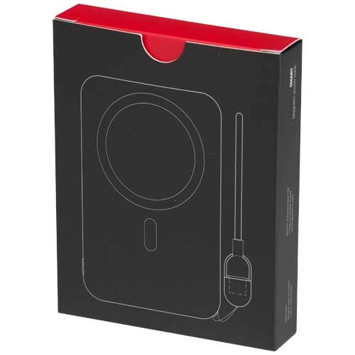 Powerbank SMART o pojemności 5000 mAh, wykonany z tworzywa sztucznego pochodzącego z recyklingu, ze smyczą na szyję