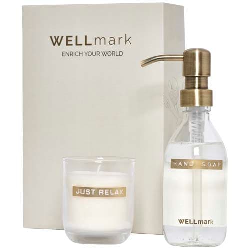 Wellmark Discovery dozownik mydła w płynie o pojemności 250 ml i zestaw świec zapachowych 150 g