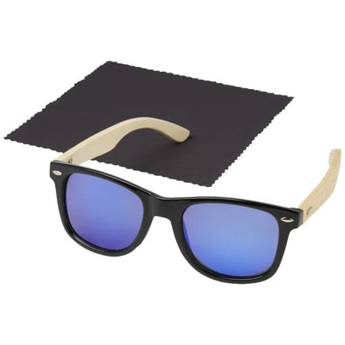 Lustrzane okulary przeciwsłoneczne wykonane z plastiku PET z recyklingu/bambusa Taiyō z polaryzacją w pudełku upominkowym