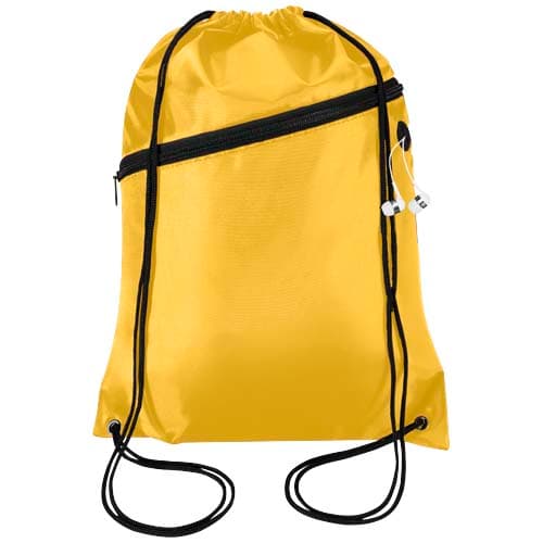 Worek Oriole z tworzywa sztucznego RPET, ściągany sznurkiem, z przednią kieszenią zapinaną na zamek, pojemność 5 litrów