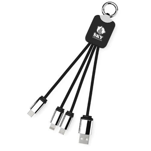 Kabel z podświetlonym logo 3w1 z brelokiem - SCX.design C15
