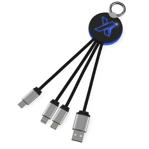 Kabel z podświetlonym logo 3w1 z brelokiem - SCX.design C16