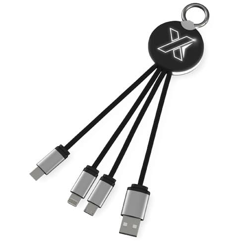 Kabel z podświetlonym logo 3w1 z brelokiem - SCX.design C16
