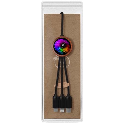 SCX.design C37 kabel do ładowania z podświetlanym logo 5-w-1 rPET i z okrągłą drewnianą obudową 40W