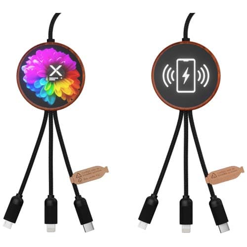 SCX.design C40 kabel ładujący z podświetlanym logo 5-w-1 rPET i z podkładką ładującą 10 W