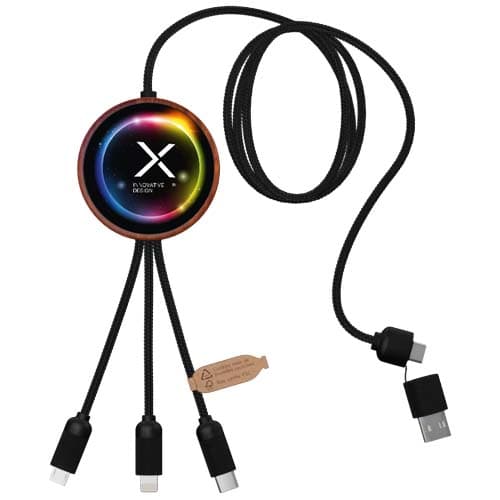 SCX.design C40 kabel ładujący z podświetlanym logo 5-w-1 rPET i z podkładką ładującą 10 W