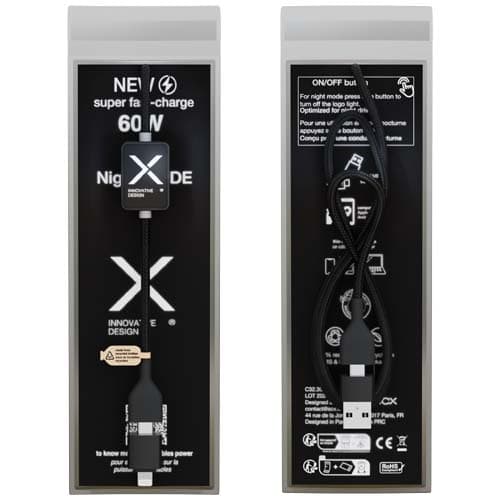 SCX.design C32 kabel do ładowania 60 W z przełącznikiem i podświetlanym logo